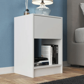 Imagem da oferta Mesa De Cabeceira Branco Retro Com Gaveta E Nicho DiretoSim