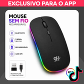 Imagem da oferta Mouse Sem Fio Recarregável Bluetooth LED RGB 1200 DPI Ultra Fino