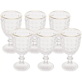 Imagem da oferta Kit com 6 Taças de Água Roman 320ml Vidro com Fio Dourado Wolff para Mesa Posta Elegante Sofisticado