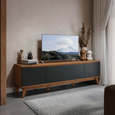 Imagem da oferta Rack Kappesberg 3 Portas Canela/preto Fosco 180cm