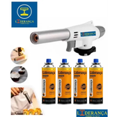 Imagem da oferta Kit Maçarico Portátil Automático com 4 Refis de Gás Butano