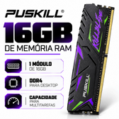 Imagem da oferta Memória RAM Puskill 16GB DDR4 3200MHz Com Dissipador Para PC Desktop