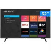 Imagem da oferta Smart TV LED 32" AOC LCD HD com Wi-Fi 2 USB 3 HDMI Controle Remoto Aplicativo Roku Botão Netflix -  32S5135/78G