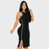 Imagem da oferta Vestido Midi Canelado Premium Regata Casual Básico Modelador