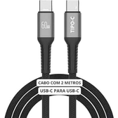 Imagem da oferta Cabo USB-C 2 metros Tipo C Turbo 60W Ultra Rapido Nylon Trançado e Reforçado Android e Iphone Notebook Tablet Qualidad