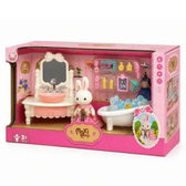 Imagem da oferta Casinha Boneca Coelho Brinquedo Infantil Mini Cenários Móveis Acessórios Coleção Hopjoy Maxi Toys - Hora Do Banho