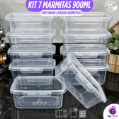Imagem da oferta Kit 7 Marmitas 900ml Travas Laterais Herméticas