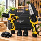 Imagem da oferta Kit Parafusadeira Mini Motosserra 2 Baterias Maleta Nakasaki