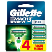 Imagem da oferta Gillette Mach3 Sensitive Carga Aparelho De Barbear Com Aloe 4 Unidades