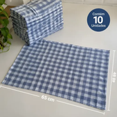 Imagem da oferta Kit 10 Pano De Chao Xadrez Azul 100 Algodao Limpeza 48x65 Cm