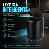 Imagem da oferta Lixeira Inteligente Automática Redonda Sensor 16L