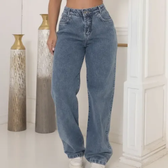 Imagem da oferta Calça Jeans Wide Leg Feminina Cintura Alta Sem Lycra Stillge