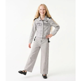 Imagem da oferta Jaqueta Jeans Infantil Comfort com Laços nos Ombros - Tam 5 a 16 Anos