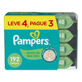 Imagem da oferta Lenços Umedecidos Pampers Aroma de Aloe Vera, 192 Unidades