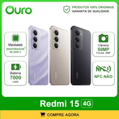 Imagem da oferta Xiaomi Redmi 15 4G,Versão Global Bateria 7000mAh 1286GB ou 2568GB Processador Snapdr