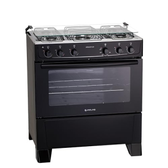 Imagem da oferta Fogão 5 bocas Atlas Mônaco Plus Preto com Acendimento Automático e Mesa Inox