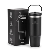 Imagem da oferta Copo Térmico 900mL em Aço Inoxidável com Canudo Tampa e Alça (Preto)
