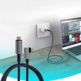 Imagem da oferta Cabo USB-C ponta 90° graus Resolução 8K 60Hz e para Transferência de Dados 1M