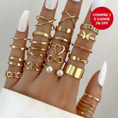 Imagem da oferta 22 Peças Anéis De Pérola Borboleta Amor Empilháveis Elegantes Minimalistas Para Mulheres