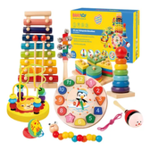 Imagem da oferta Brastoy Kit 9 Brinquedos Montessori Pedagogico De Madeira