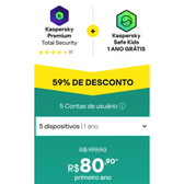 Imagem da oferta Combo Kaspersky Premium + Safe Kids com 59% de desconto