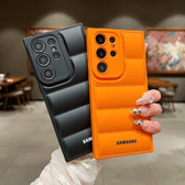 Imagem da oferta Onda puffer jaqueta caso de telefone samsung s26 s25 s24 s23 s22 ultra s21 plus nota 20 a72 a54 cor sólida à prova de