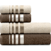 Imagem da oferta Jogo Toalhas De Algodão 4 Peças Banho E Rosto Bege Marrom Karsten