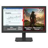 Imagem da oferta Monitor LG LED Home & Office 20U401A-B Tela 20 HD+ LG Switch Modo leitura e Flicker Safe HDMI VGA 2ms (GtG) 75H