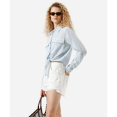 Imagem da oferta Camisa Feminina Manga Longa Listrada Azul