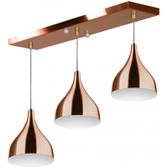 Imagem da oferta Lustre Pendente Triplo Base Retangular Inox Cobre - MARRYLUZ
