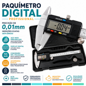 Imagem da oferta Paquímetro Digital Ferramenta Profissional Inox com Bateria Extra e Estojo 150mm Universal Inox -CH