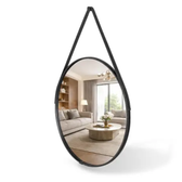 Imagem da oferta Espelho Redondo Decorativo Adnet Grande De Parede Couro 60cm 50cm 40cm 30cm 20cm Sala Quarto Banheiro Hall Penteadeira - Eddias