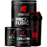 Imagem da oferta Kit Whey Protein Fusion + Bcaa + Creatina + Shaker - Espartanos