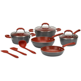 Imagem da oferta Jogo de Panelas Brinox Revestimento Cerâmico de Alumínio Vermelho e Cinza 8 Peças Ceramic Life Select