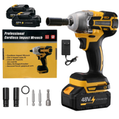 Imagem da oferta Chave De Impacto Sem Escova 48V Pistola Fio Profissional Portátil De Alto Torque Com 2 ou 1 Baterias Caixa Colorida