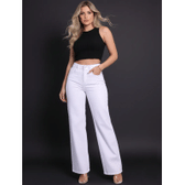 Imagem da oferta Calça Wide Leg Pantalona Cintura Alta Jeans - Feminina
