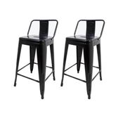 Imagem da oferta Conjunto 2 Banquetas Médias 61cm Com Encosto Para Cozinha Bar Bancada Balcão Tolix Iron Industrial Preto