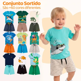 Imagem da oferta Kit Infantil 10 Peças Menino Conjunto 5 Shorts+5 Camisetas