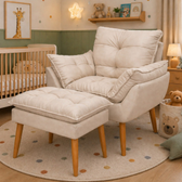 Imagem da oferta Kit Poltrona e Puff Bege Suede