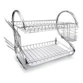Imagem da oferta Vittak Escorredor Duplo De Louça Para 14 Pratos Talheres Com Bandeja Inox Cozinha Prateado