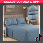 Imagem da oferta Jogo de Lençol 4 Peças Micropercal 400 Fios Acetinado Bordado Inglês Habitat