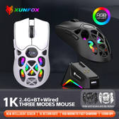 Imagem da oferta Mouse XUNFOX H16PRO leve S205 mouse sem fio Bluetooth de três modos para jogos carregamento iluminação RGB adequ