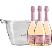 Imagem da oferta Kit 3 Grand Château du Soleil Vino Espumoso Rosado Brut + Champanheira