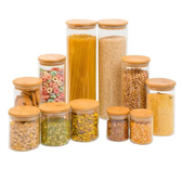 Imagem da oferta Kit 11 potes de vidro com tampa de bambu herméticos redondos - Tüd - TUD