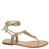 Imagem da oferta Sandália Constance Rasteira Amarração Champagne Pedraria - Feminino