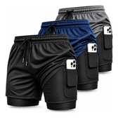 Imagem da oferta Kit 3 Shorts Masculinos 2 Em 1 Bermuda Dupla Para Academia
