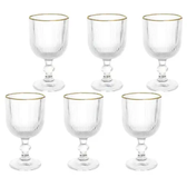 Imagem da oferta Jogo 6 Taças Versalhes Gold Vidro Canelado Borda Dourada 260ml - Click House