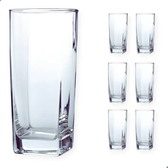 Imagem da oferta Jogo De 6 Copos De Vidro Alto 300ml Quadrado Suco Agua Ms Variedades
