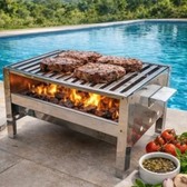 Imagem da oferta churrasqueira galvanizada portátil camping varanda com grelha em inox
