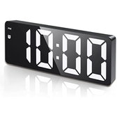 Imagem da oferta (Versão atualizada) Relógio despertador digital, Relógio LED para quarto, Relógio eletrônico de mesa com visor de temperatura, brilho ajustável,